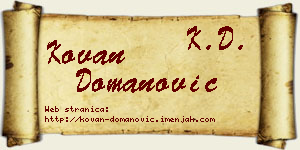 Kovan Domanović vizit kartica